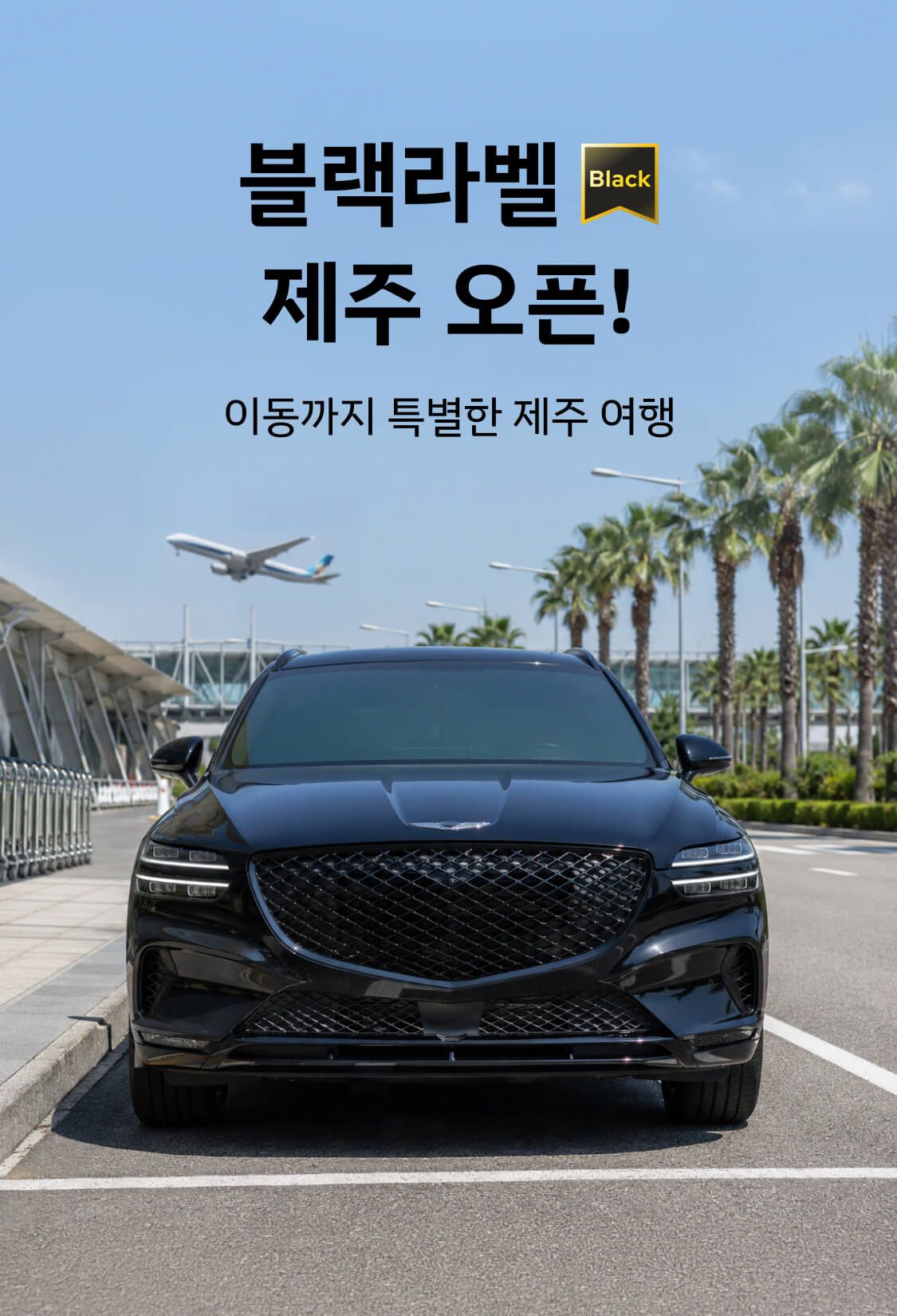 제주도 도로에 정차한 쏘카 블랙라벨 차량